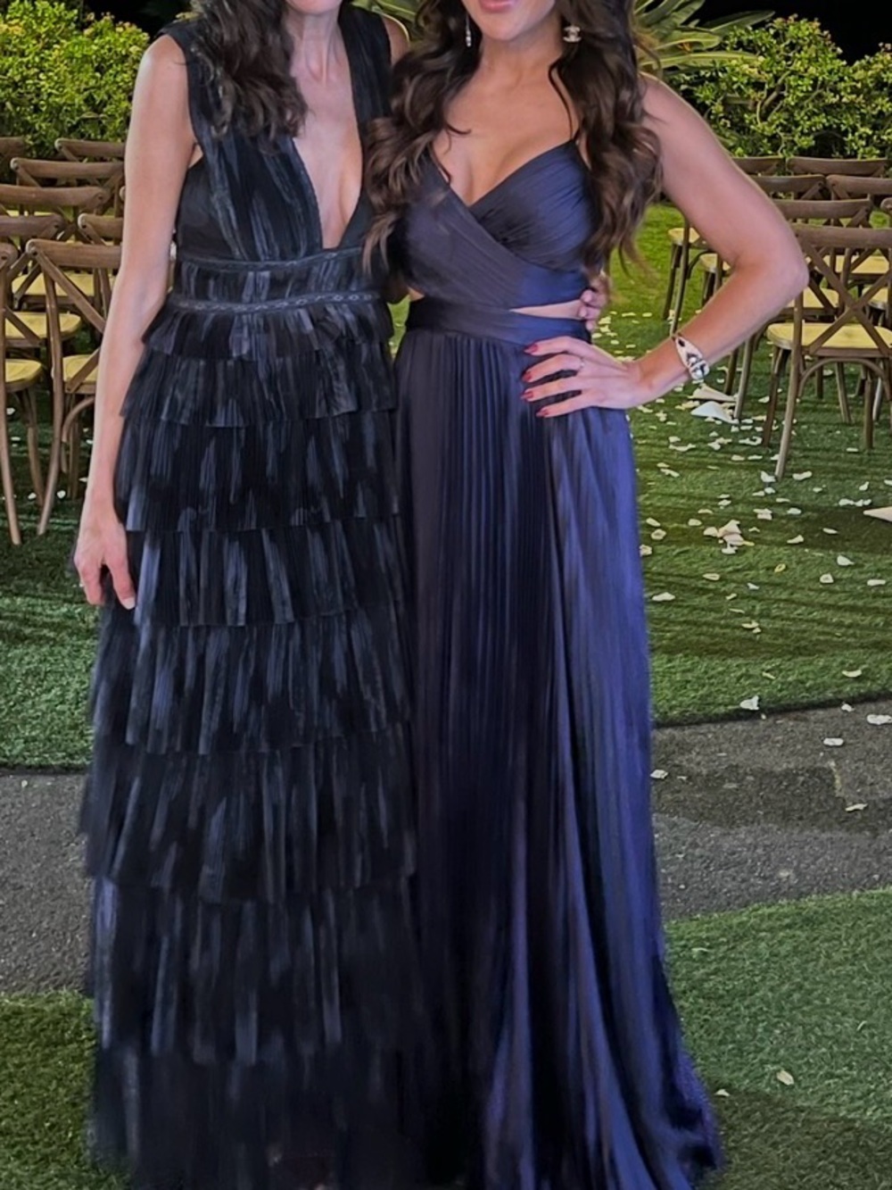 Anthropologie Deep Navy Pleated Wrap Wedding Gown